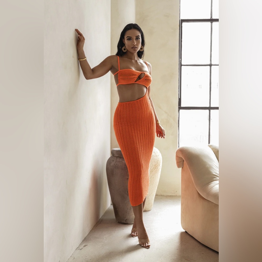 Jluxlabel orange coastal escape dress small